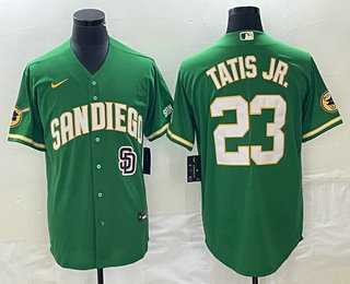 Mens San Diego Padres #23 Fernando Tatis Jr Green Cool Base Stitched Baseball Jersey->san diego padres->MLB Jersey